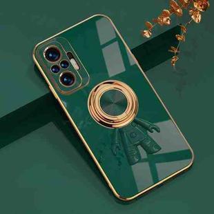 For Xiaomi Redmi Note 10 Pro 4G 6D Plating Astronaut Ring Kickstand Phone Case(Night Green)