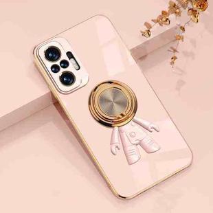 For Xiaomi Redmi Note 10 Pro 4G 6D Plating Astronaut Ring Kickstand Phone Case(Light Pink)