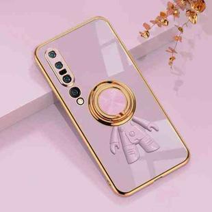 For Xiaomi Mi 10 Pro  5G 6D Plating Astronaut Ring Kickstand Phone Case(Light Purple)