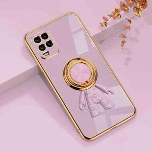 For Xiaomi Mi 10 Lite  5G 6D Plating Astronaut Ring Kickstand Phone Case(Light Purple)