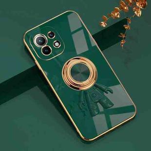 For Xiaomi Mi 11 6D Plating Astronaut Ring Kickstand Phone Case(Night Green)