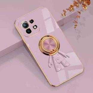 For Xiaomi Mi 11 6D Plating Astronaut Ring Kickstand Phone Case(Light Purple)