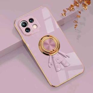 For Xiaomi Mi 11 Lite 6D Plating Astronaut Ring Kickstand Phone Case(Light Purple)