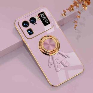 For Xiaomi Mi 11 Ultra 6D Plating Astronaut Ring Kickstand Phone Case(Light Purple)