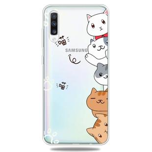 For Galaxy A50 Lucency Painted TPU Protective(Meow Meow)