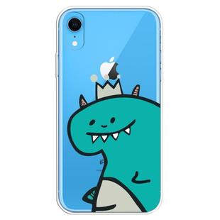 For iPhone XR Transparent Painted TPU Protective Phone Case(Crown Dinosaur)
