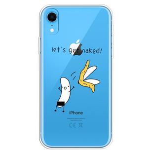 For iPhone XR Transparent Painted TPU Protective Phone Case(Banana)