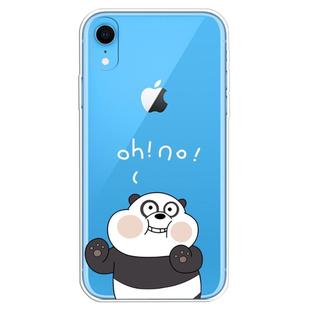 For iPhone XR Transparent Painted TPU Protective Phone Case(Face Panda)