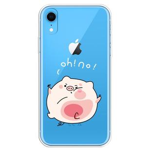 For iPhone XR Transparent Painted TPU Protective Phone Case(Hit The Face Pig)