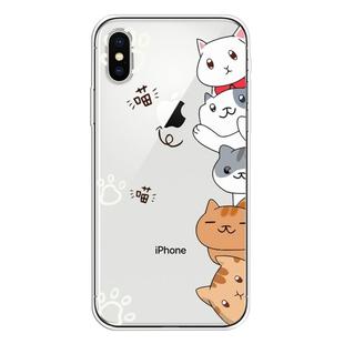 For iPhone XS Lucency Painted TPU Protective(Meow Meow)