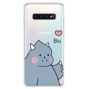 For  Galaxy S10 Plus Lucency Painted TPU Protective(Caring Monster)