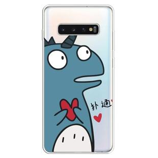 For  Galaxy S10 Plus Lucency Painted TPU Protective(Loving Dinosaur)