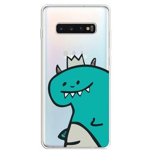 For  Galaxy S10 Plus Lucency Painted TPU Protective(Crown Dinosaur)