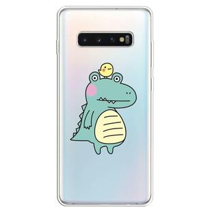 For  Galaxy S10 Plus Lucency Painted TPU Protective(Bird Crocodile)