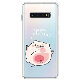 For  Galaxy S10 Plus Lucency Painted TPU Protective(Hit The Face Pig)