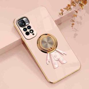 For Xiaomi Redmi Note 11 Pro 4G 6D Plating Astronaut Ring Kickstand Phone Case(Light Pink)