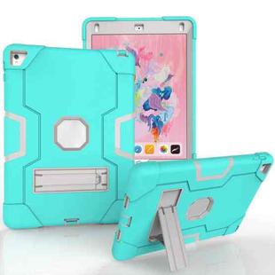 Contrast Color Robot Silicone + PC Tablet Case For iPad 6 / iPad Pro 9.7 2016(Mint Green Grey)