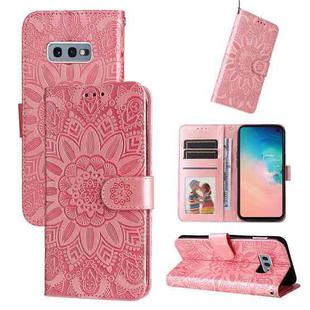 For Samsung Galaxy S10e Embossed Sunflower Leather Phone Case(Pink)