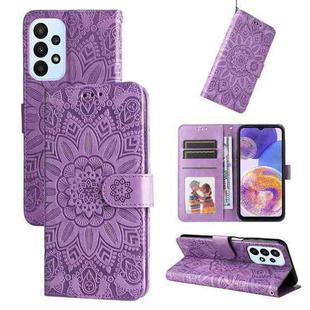 For Samsung Galaxy A23 4G/5G / M23 5G / F23 5G Embossed Sunflower Leather Phone Case(Purple)