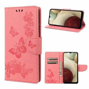 For Samsung Galaxy A03 Butterflies Embossing Horizontal Flip Leather Phone Case(Pink)