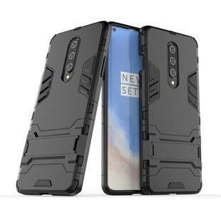 For OnePlus 8 Shockproof PC + TPU Case with Holder(Black)