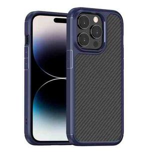 For iPhone 14 Pro Max Carbon Fiber Texture Case (Blue)