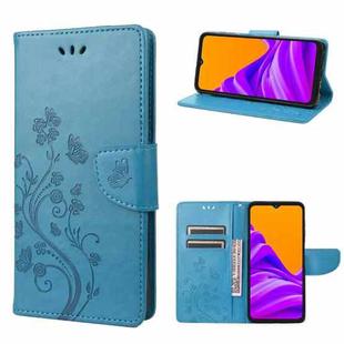 For Samsung Galaxy Xcover6 Pro Butterfly Flower Pattern Horizontal Flip Leather Phone Case with Card Slot & Holder(Blue)