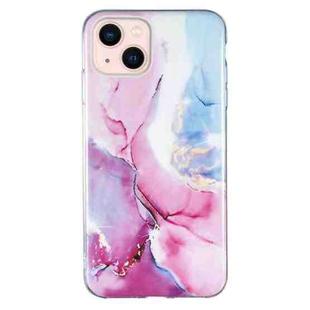 For iPhone 13 mini IMD Marble Pattern TPU Phone Case (Pink Blue)