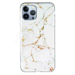 For iPhone 13 Pro Max IMD Marble Pattern TPU Phone Case (White)