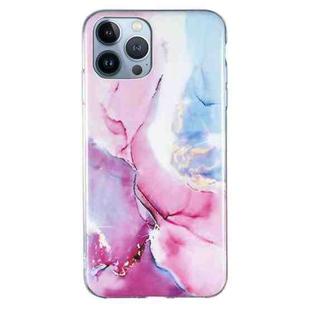 For iPhone 13 Pro Max IMD Marble Pattern TPU Phone Case (Pink Blue)