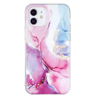 For iPhone 12 mini IMD Marble Pattern TPU Phone Case (Pink Blue)