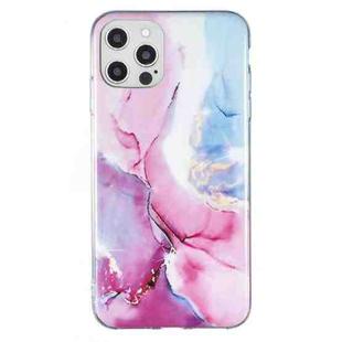 For iPhone 12 Pro Max IMD Marble Pattern TPU Phone Case(Pink Blue)
