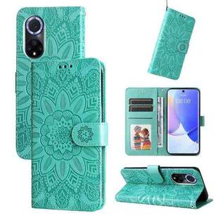 For Honor 50 / Huawei nova 9 Embossed Sunflower Leather Phone Case(Green)