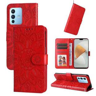 For vivo S12 Pro / V23 Pro Embossed Sunflower Leather Phone Case(Red)