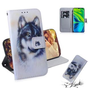 For Xiaomi Note 10 3D Colored Drawing Horizontal Flip Leather Case with Holder & Card Slot & Wallet(Wolf)