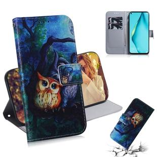 For Huawei P40 Lite 3D Colored Drawing Horizontal Flip Leather Case with Holder & Card Slot & Wallet(Owl)