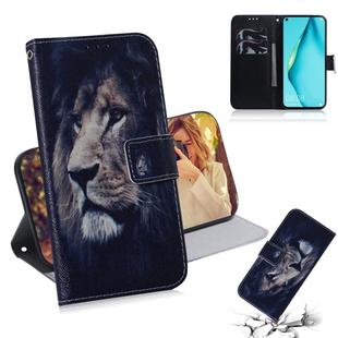 For Huawei P40 Lite 3D Colored Drawing Horizontal Flip Leather Case with Holder & Card Slot & Wallet(Lion)