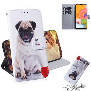 For Galaxy A01 3D Colored Drawing Horizontal Flip Leather Case with Holder & Card Slot & Wallet(Pug)
