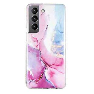 For Samsung Galaxy S22+ 5G IMD Marble Pattern TPU Phone Case(Pink Blue)