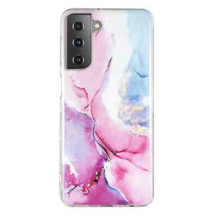 For Samsung Galaxy S21+ 5G IMD Marble Pattern TPU Phone Case(Pink Blue)