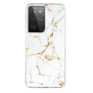 For Samsung Galaxy S21 Ultra 5G IMD Marble Pattern TPU Phone Case(White)