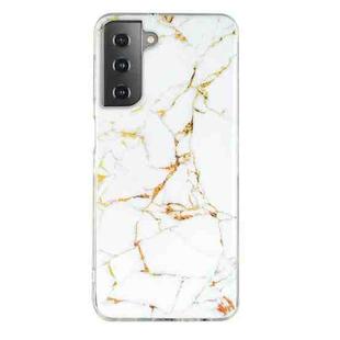 For Samsung Galaxy S21 FE 5G IMD Marble Pattern TPU Phone Case(White)