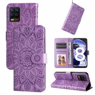 For OPPO Find X5 Pro Embossed Sunflower Leather Phone Case(Purple)