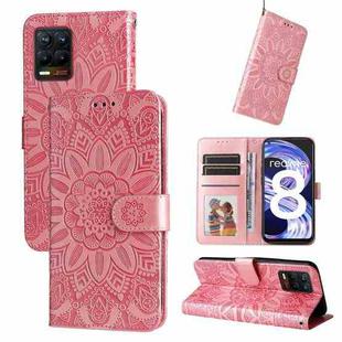 For OPPO Find X5 Pro Embossed Sunflower Leather Phone Case(Rose Gold)