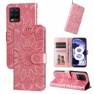 For OPPO Realme 8 4G / 8 Pro Embossed Sunflower Leather Phone Case(Rose Gold)