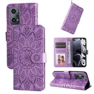 For OPPO Realme GT Neo2 Embossed Sunflower Leather Phone Case(Purple)