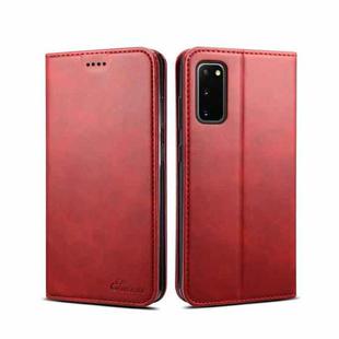 For Samsung Galaxy S20 Calf Texture Horizontal Flip Leather Phone Case(Red)