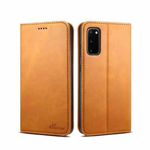 For Samsung Galaxy S20 Calf Texture Horizontal Flip Leather Phone Case(Khaki)