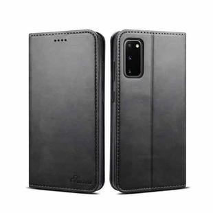 For Samsung Galaxy S20 Calf Texture Horizontal Flip Leather Phone Case(Black)