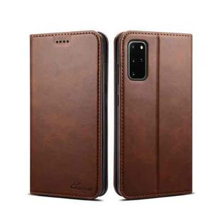 For Samsung Galaxy S20+ Calf Texture Horizontal Flip Leather Phone Case(Brown)